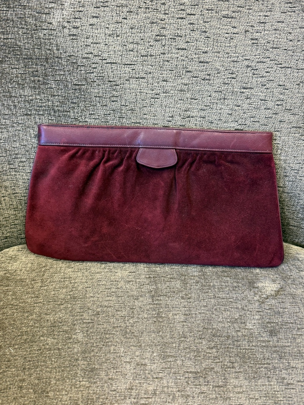 Vintage Susan Gail Classic Oxblood Burgundy Suede Clutch Bag